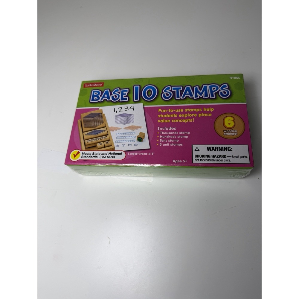New Lakeshore Base 10 Stamps Place Value Expanded Notation 6 Wooden  Stamps Math